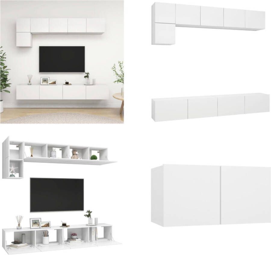 VidaXL 5-delige Tv-meubelset bewerkt hout wit Tv-kastenset Tv-kastensets Tv-kasten Tv-meubelset
