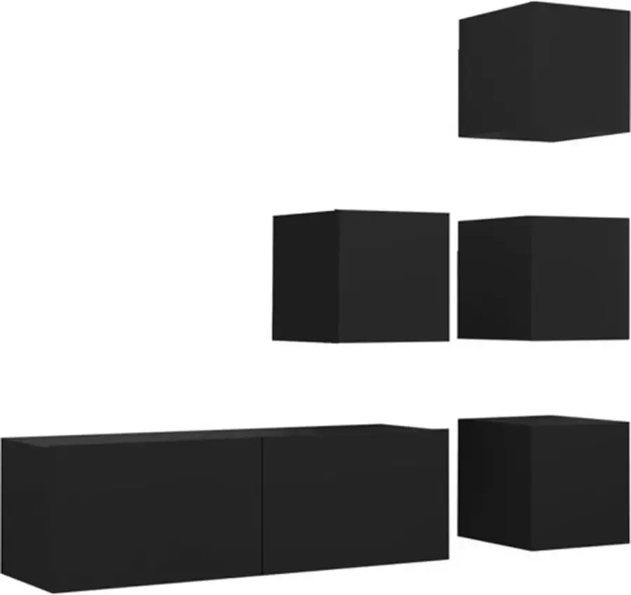VidaXL -5-delige-Tv-meubelset-spaanplaat-zwart - Foto 3