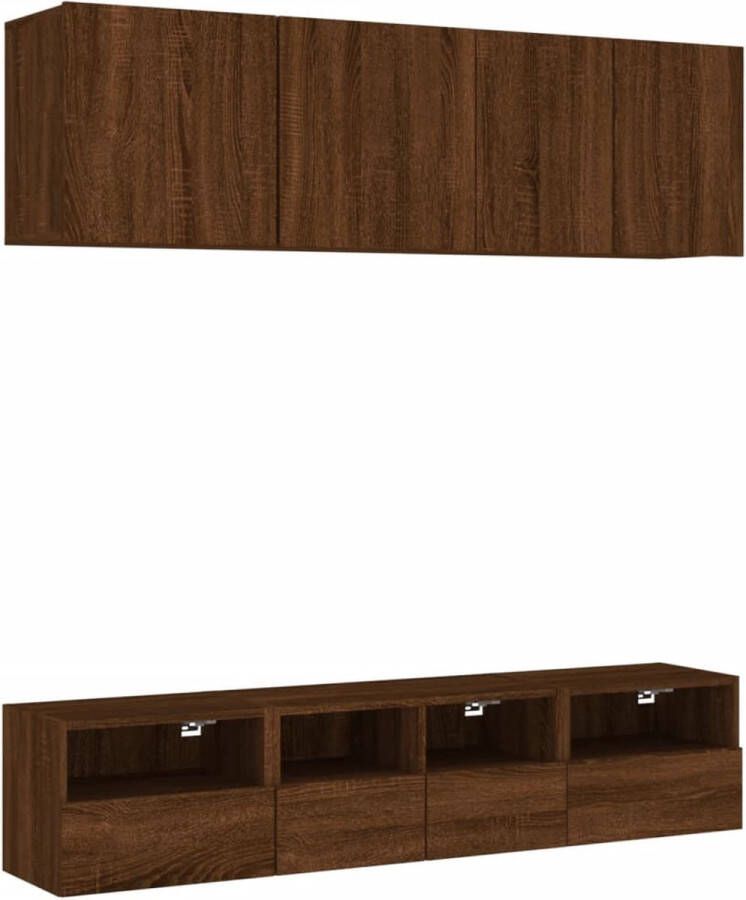 VidaXL Tv-wandmeubelset 5-delig Bruin eiken Tv-wandmeubel Tv-wandmeubelen Tv-meubel Zwevend Tv Meubel
