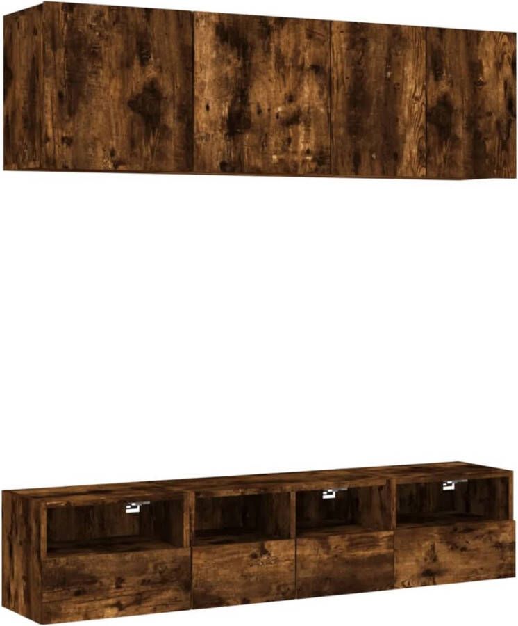 VidaXL Tv-wandmeubelset 5-delig Gerookt eiken Tv-wandmeubel Tv-wandmeubelen Tv-meubel Zwevend Tv Meubel