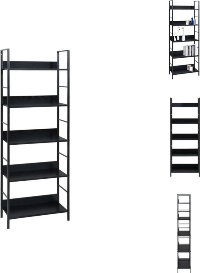 VidaXL Schappenkast Schappenkasten Opbergkast Opbergkasten Boekenkast met 5 schappen 60x27 6x158 5 cm bewerkt hout zwart - Foto 2