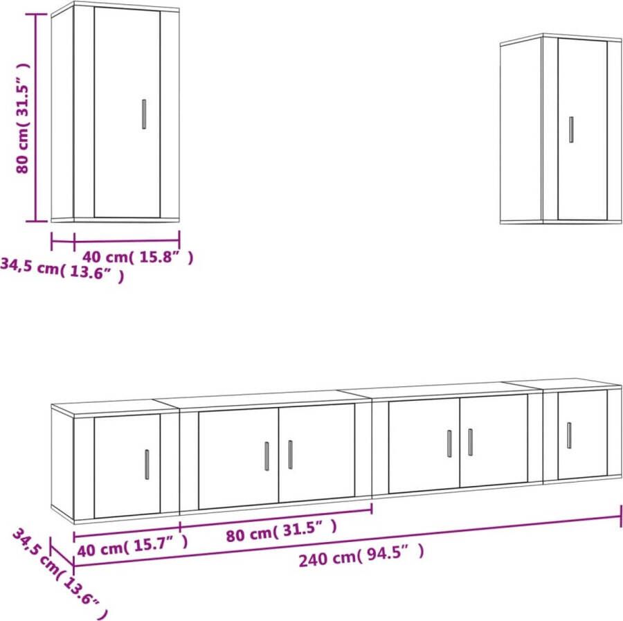 VidaXL -6-delige-Tv-meubelset-bewerkt-hout-betongrijs