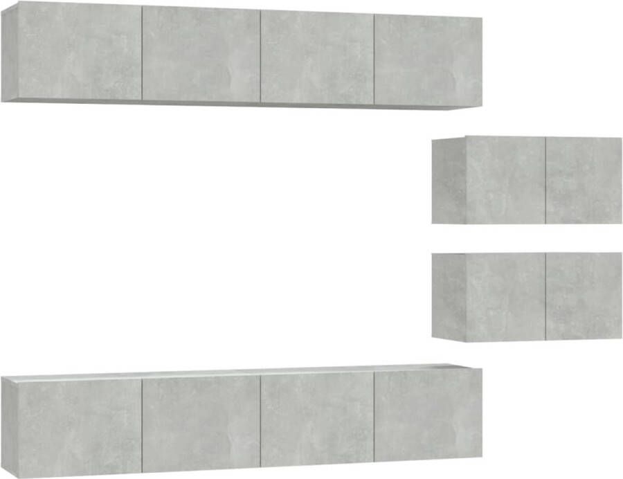 VidaXL 6-delige tv-meubelset betongrijs hout TV Kast Tv Meubel Beton Grijs Houten Tv Kast Wandmontage - Foto 3
