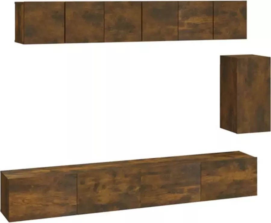 VidaXL -6-delige-Tv-meubelset-bewerkt-hout-gerookt-eikenkleurig - Foto 3