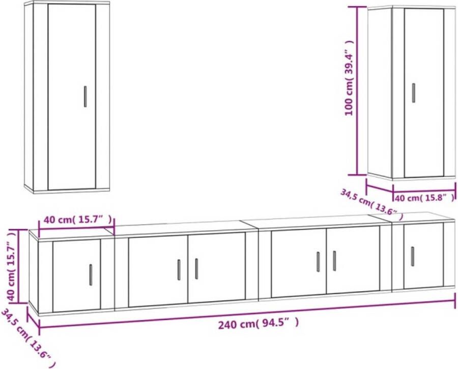 VidaXL -6-delige-Tv-meubelset-bewerkt-hout-gerookt-eikenkleurig - Foto 3