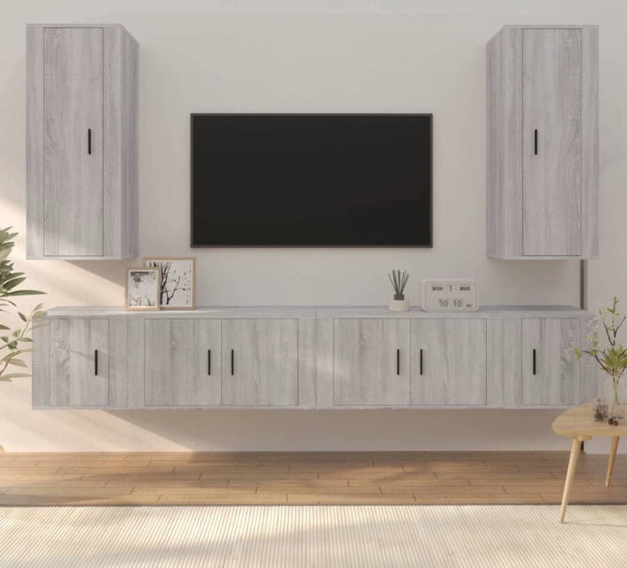 VidaXL -6-delige-Tv-meubelset-bewerkt-hout-grijs-sonoma-eikenkleurig - Foto 2