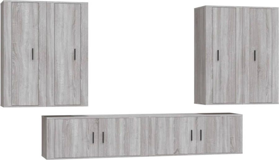 VidaXL -6-delige-Tv-meubelset-bewerkt-hout-grijs-sonoma-eikenkleurig