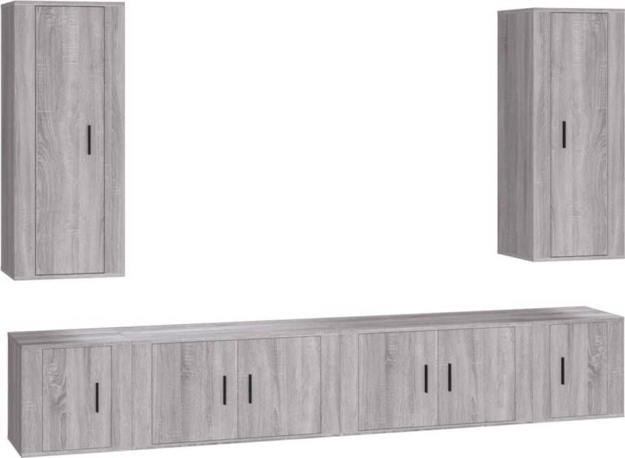 VidaXL -6-delige-Tv-meubelset-bewerkt-hout-grijs-sonoma-eikenkleurig - Foto 3
