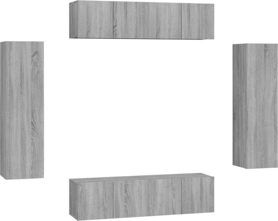 VidaXL -6-delige-Tv-meubelset-bewerkt-hout-grijs-sonoma-eikenkleurig - Foto 2