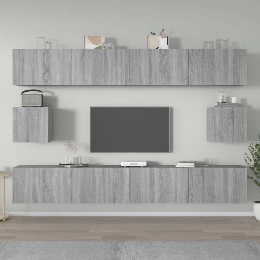 VidaXL -6-delige-Tv-meubelset-bewerkt-hout-grijs-sonoma-eikenkleurig