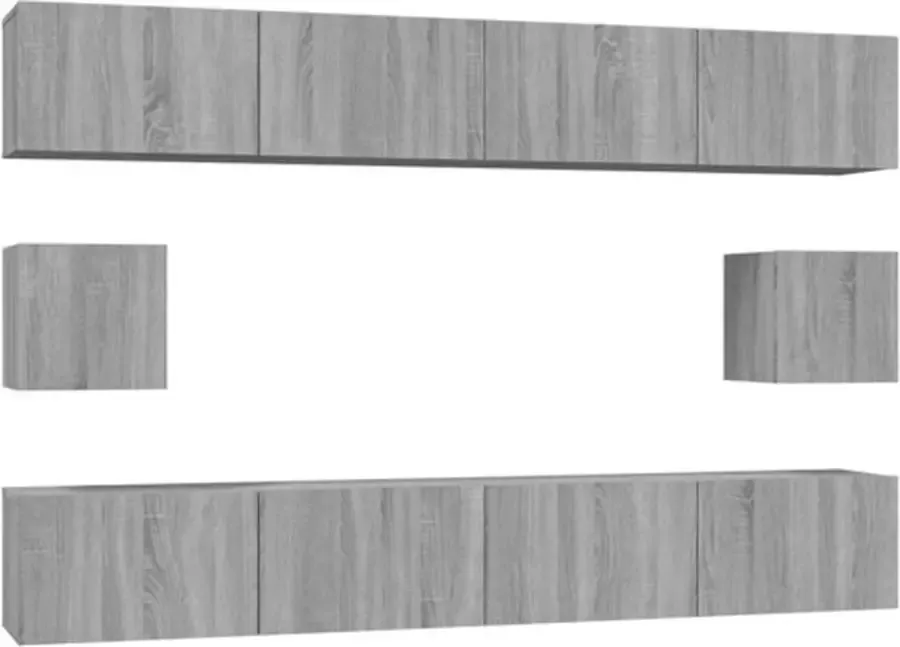 VidaXL -6-delige-Tv-meubelset-bewerkt-hout-grijs-sonoma-eikenkleurig - Foto 2
