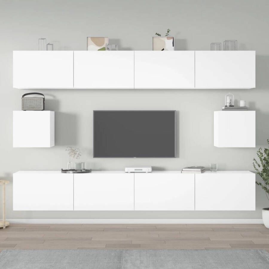 VidaXL -6-delige-Tv-meubelset-bewerkt-hout-hoogglans-wit