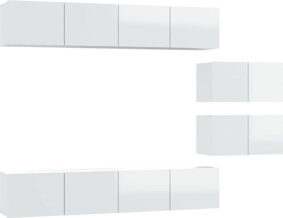 VidaXL -6-delige-Tv-meubelset-bewerkt-hout-hoogglans-wit