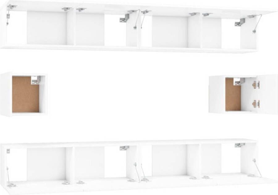VidaXL -6-delige-Tv-meubelset-bewerkt-hout-hoogglans-wit - Foto 4