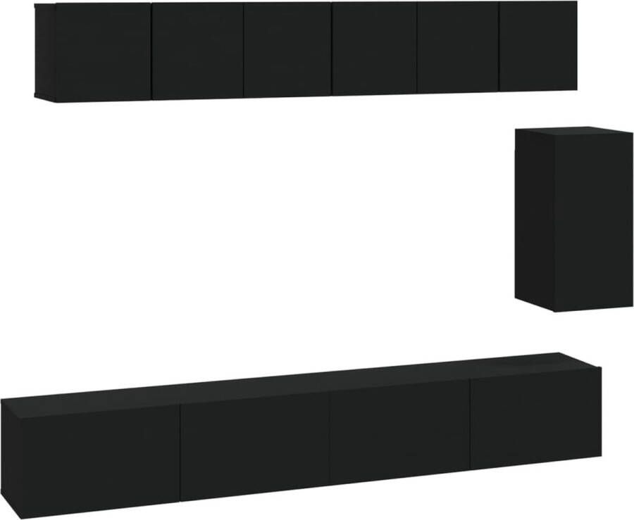 VidaXL -6-delige-Tv-meubelset-bewerkt-hout-zwart - Foto 1