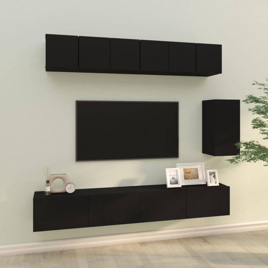 VidaXL -6-delige-Tv-meubelset-bewerkt-hout-zwart - Foto 2