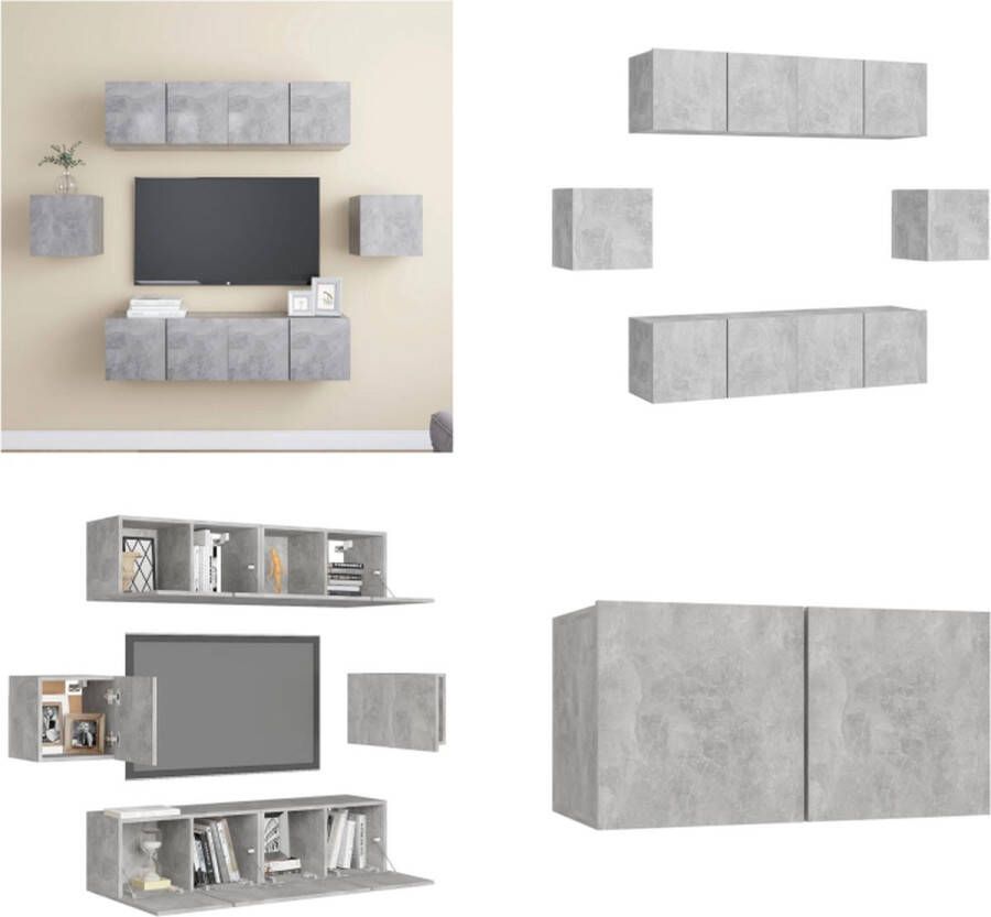 VidaXL 6-delige Tv-meubelset bewerkt hout betongrijs Tv-kastenset Tv-kastensets Tv-kasten Tv-meubelset