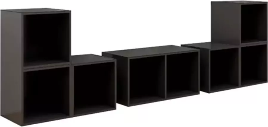 VidaXL -6-delige-Tv-meubelset-spaanplaat-hoogglans-grijs - Foto 4