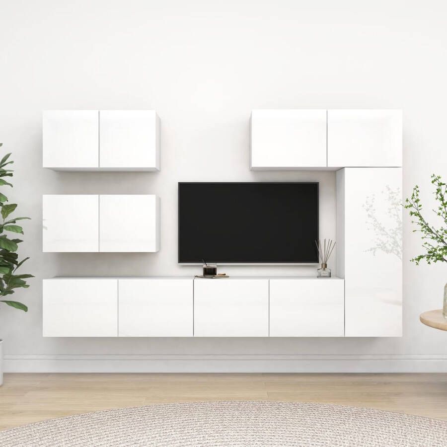 VIDAXL 6-delige Tv-meubelset bewerkt hout hoogglans wit - Foto 1