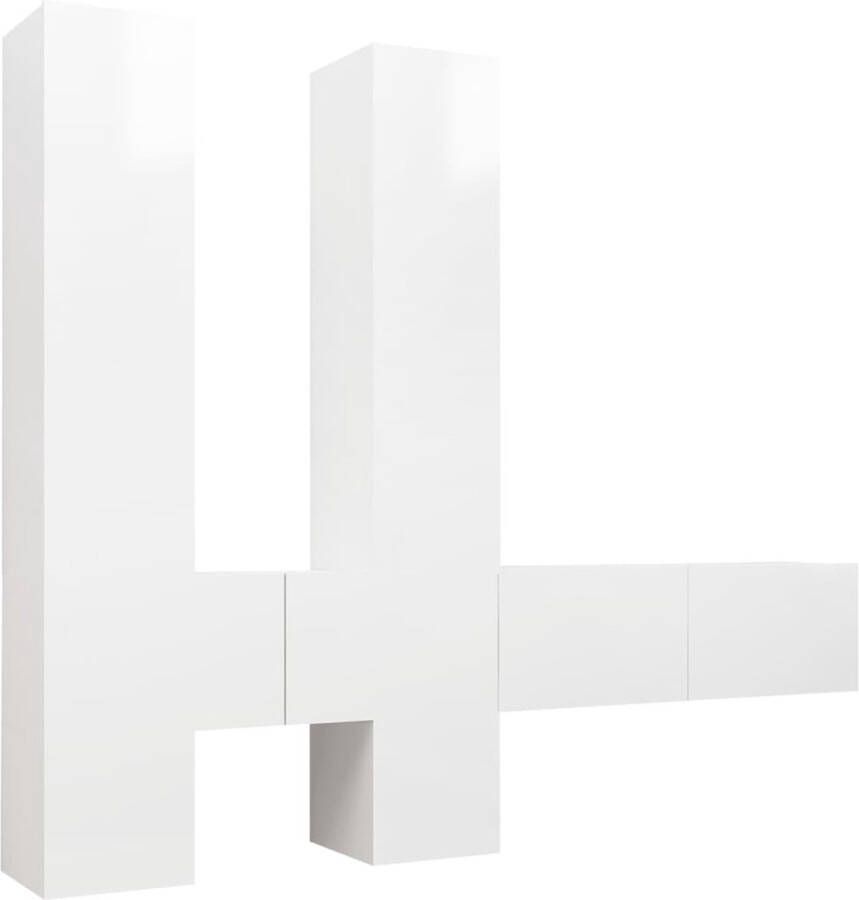 VidaXL -6-delige-Tv-meubelset-spaanplaat-hoogglans-wit - Foto 2