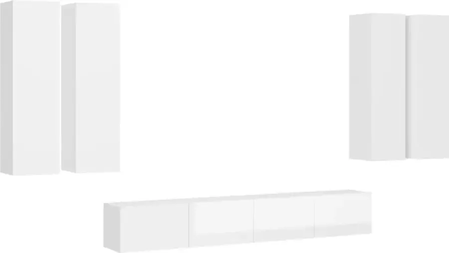 VidaXL -6-delige-Tv-meubelset-spaanplaat-hoogglans-wit - Foto 2