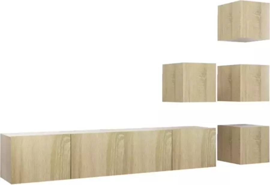 VidaXL -6-delige-Tv-meubelset-spaanplaat-sonoma-eikenkleurig - Foto 2
