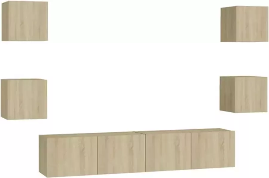 VidaXL 6-delige Tv-meubelset bewerkt hout sonoma eikenkleurig - Foto 2