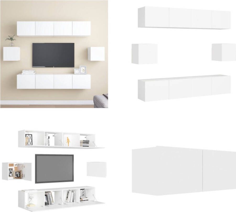 VidaXL 6-delige Tv-meubelset bewerkt hout wit Tv-kastenset Tv-kastensets Tv-kasten Tv-meubelset