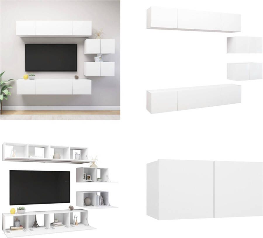 VidaXL 6-delige Tv-meubelset spaanplaat wit Tv-kastenset Tv-kastensets Tv-kasten Tv-meubelset