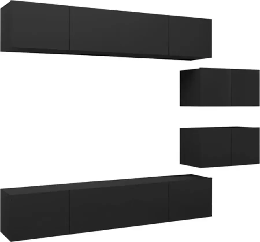 VIDAXL 6-delige Tv-meubelset bewerkt hout zwart - Foto 3