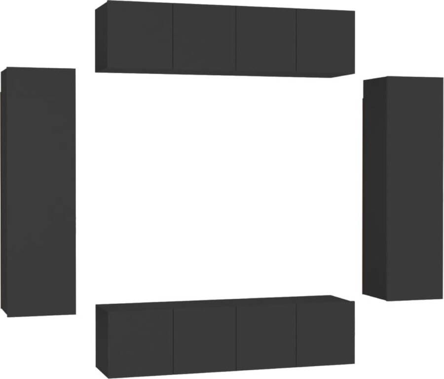 VidaXL -6-delige-Tv-meubelset-spaanplaat-zwart - Foto 1