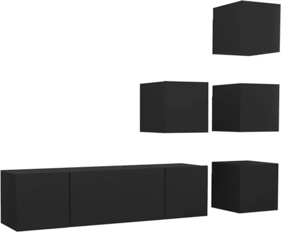 VidaXL -6-delige-Tv-meubelset-spaanplaat-zwart - Foto 2