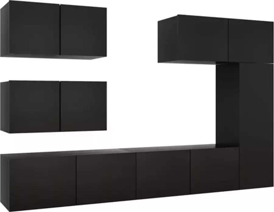 VIDAXL 6-delige Tv-meubelset bewerkt hout zwart - Foto 2