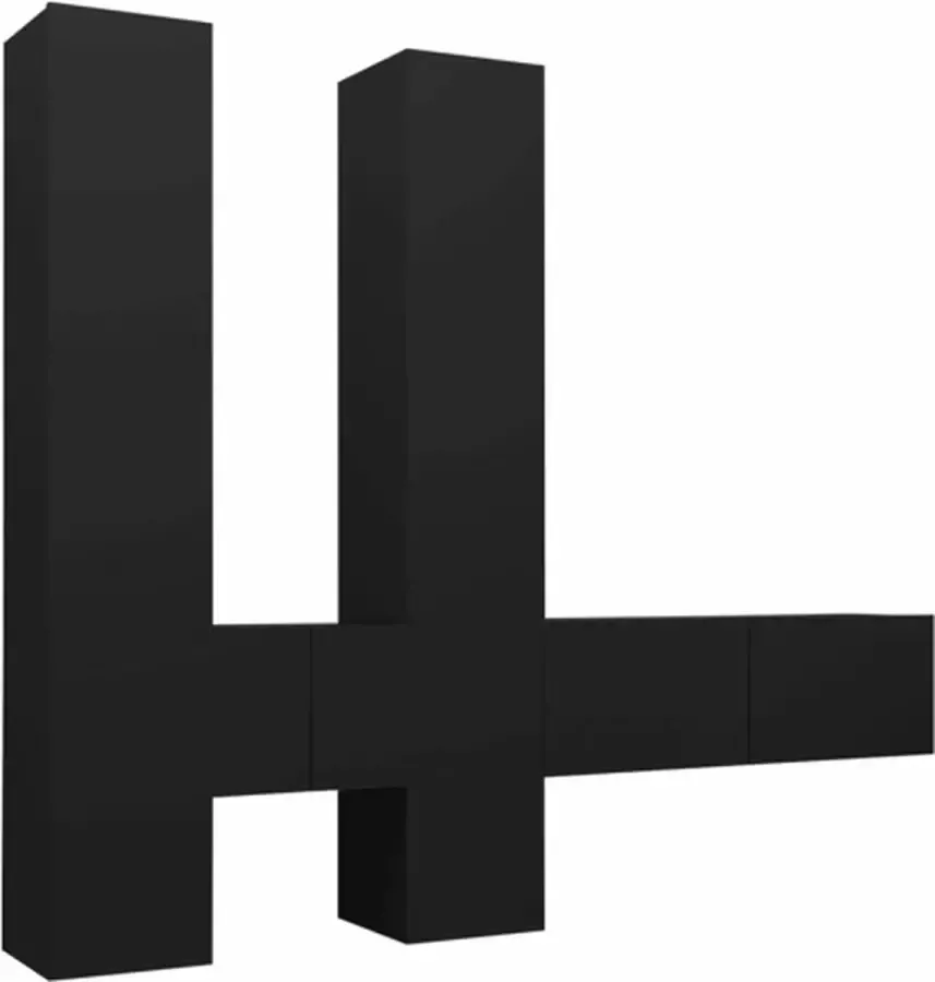 VidaXL -6-delige-Tv-meubelset-spaanplaat-zwart - Foto 2