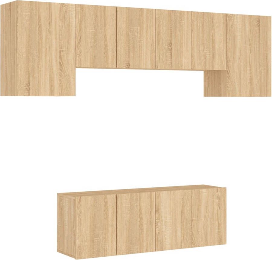VidaXL Tv-wandmeubelset 6-delig Sonoma eiken Tv Meubel Wandmeubel Opbergkast Salon Meubilair Houten Kast