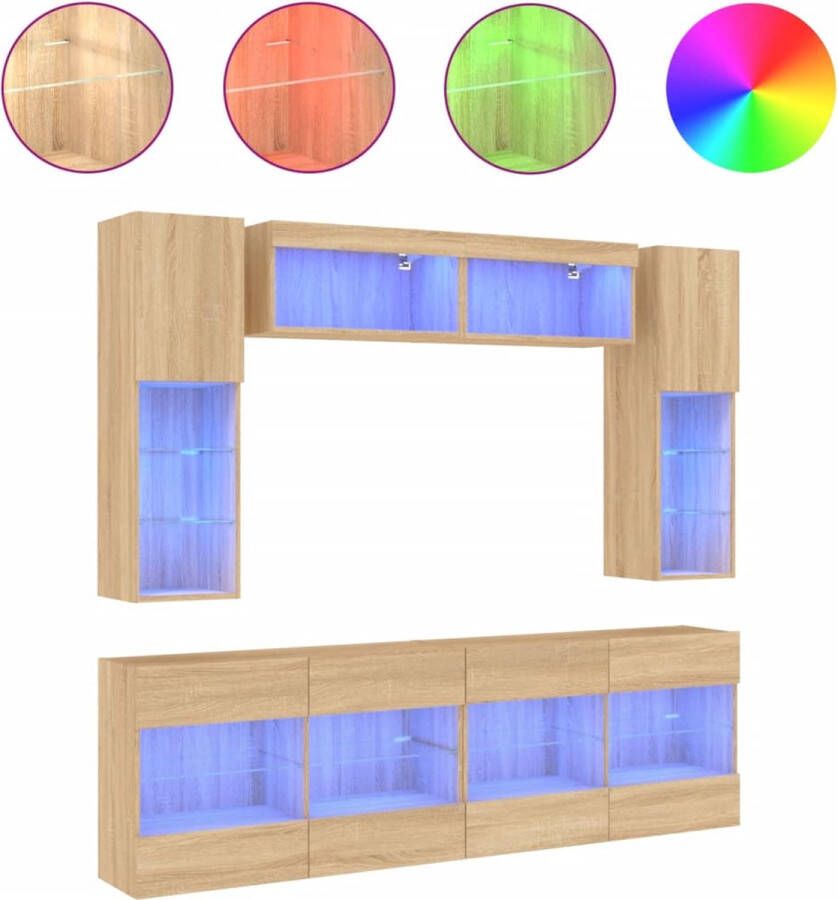 VidaXL -6-delige-Tv-wandmeubelset-met-LED-verlichting-sonoma-eikenkleur - Foto 2