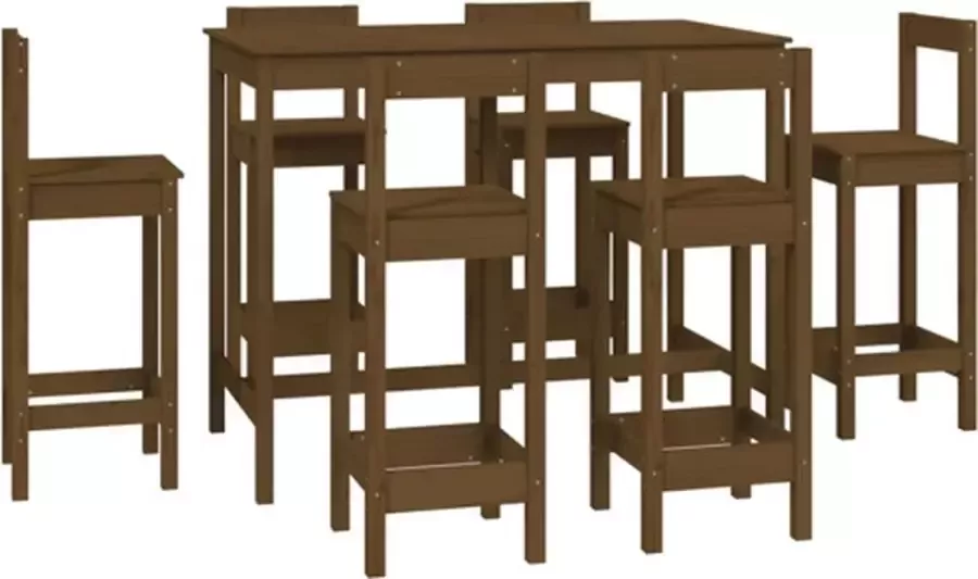 VidaXL -7-delige-Barset-massief-grenenhout-honingbruin - Foto 3