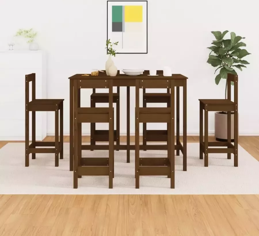 VidaXL -7-delige-Barset-massief-grenenhout-honingbruin