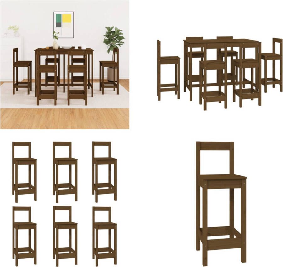 VidaXL 7-delige Barset massief grenenhout honingbruin Barset Barsets Pubset Bistroset