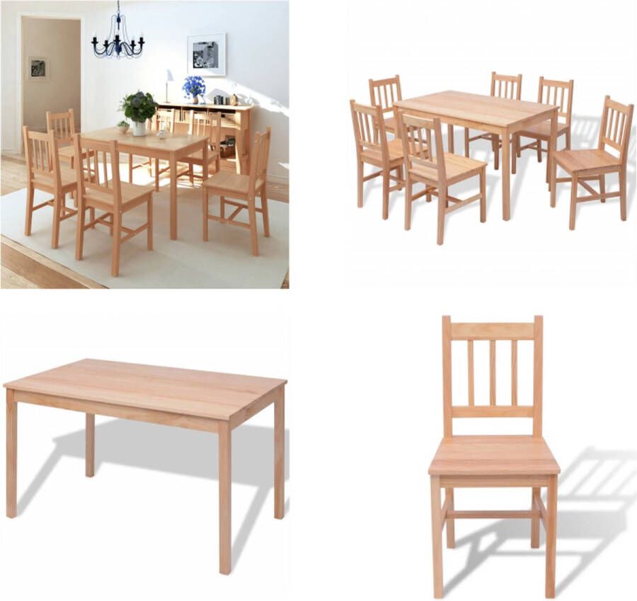 VidaXL 7-delige Eethoek grenenhout wit Eetkamertafel En Eetkamerstoel Eetkamertafels En Eetkamerstoelen Houten Eetset Houten Eetsets