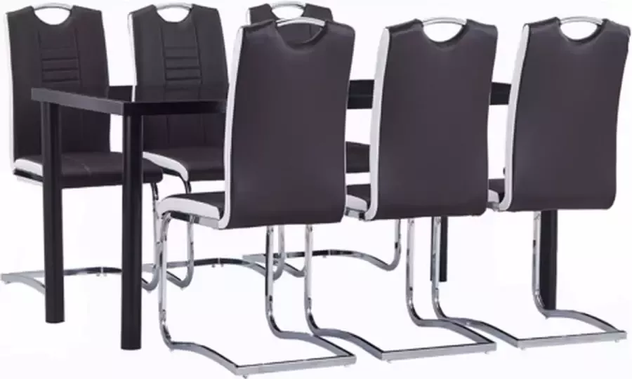 VidaXL 7-delige Eethoek kunstleer bruin