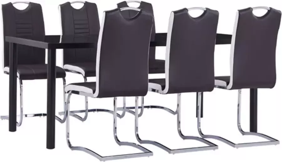 VidaXL 7-delige Eethoek kunstleer bruin