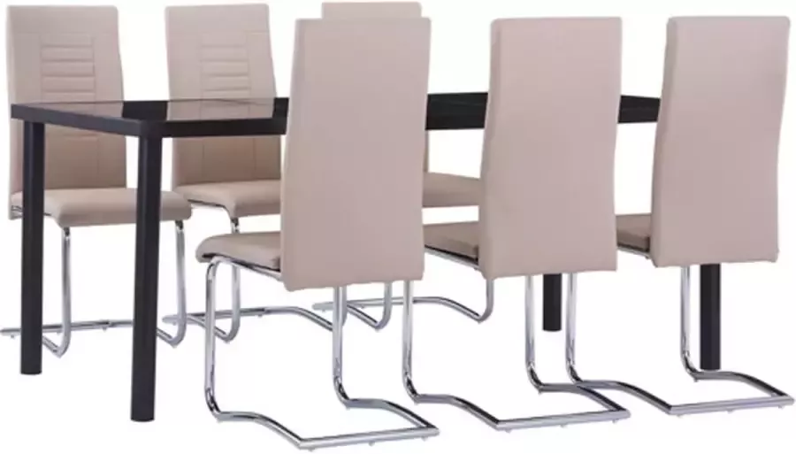 VidaXL 7-delige Eethoek kunstleer cappuccino