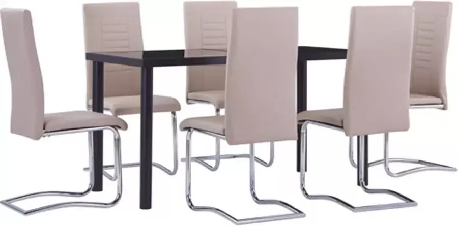 VidaXL 7-delige Eethoek kunstleer cappuccino