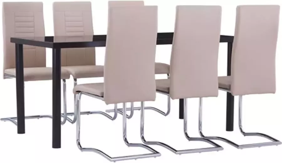 VidaXL 7-delige Eethoek kunstleer cappuccino