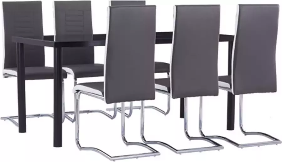 VidaXL 7-delige Eethoek kunstleer grijs