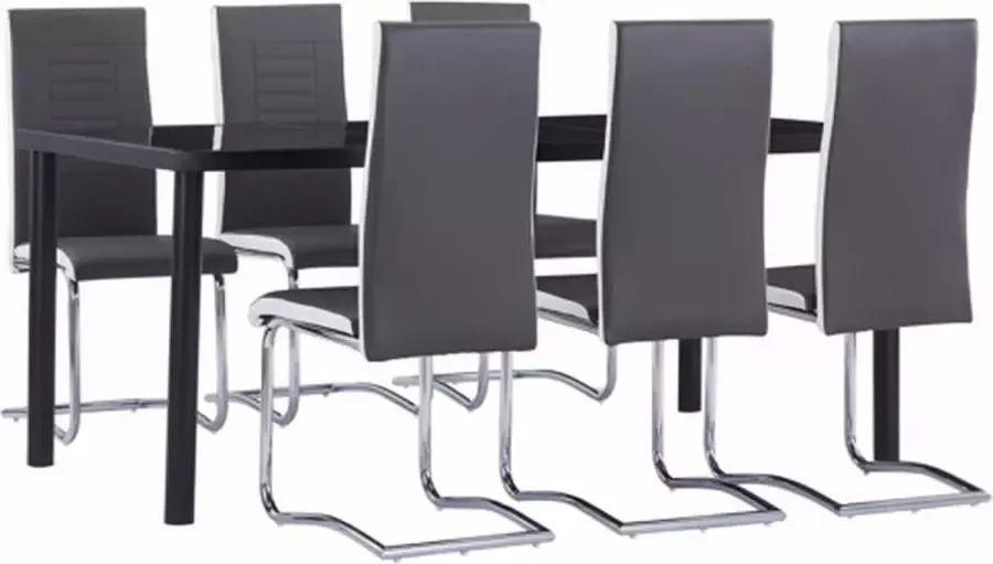 VidaXL 7-delige Eethoek kunstleer grijs