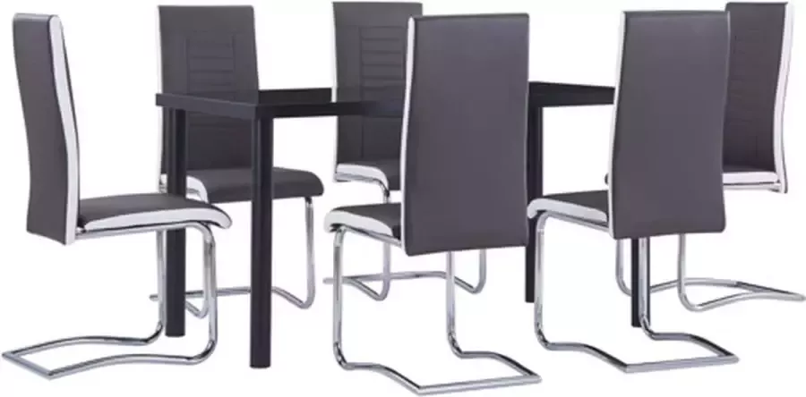 VidaXL 7-delige Eethoek kunstleer grijs