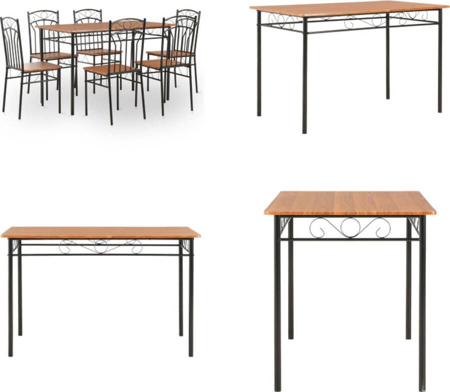 VidaXL 7-delige Eethoek MDF en staal bruin Eetkamertafel En -stoel Eetkamertafels En -stoelen Tafel Tafels
