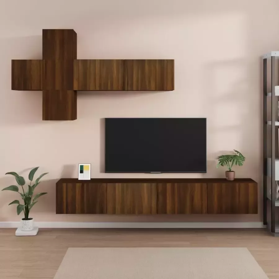 VidaXL -7-delige-Tv-meubelset-bewerkt-hout-bruineikenkleurig